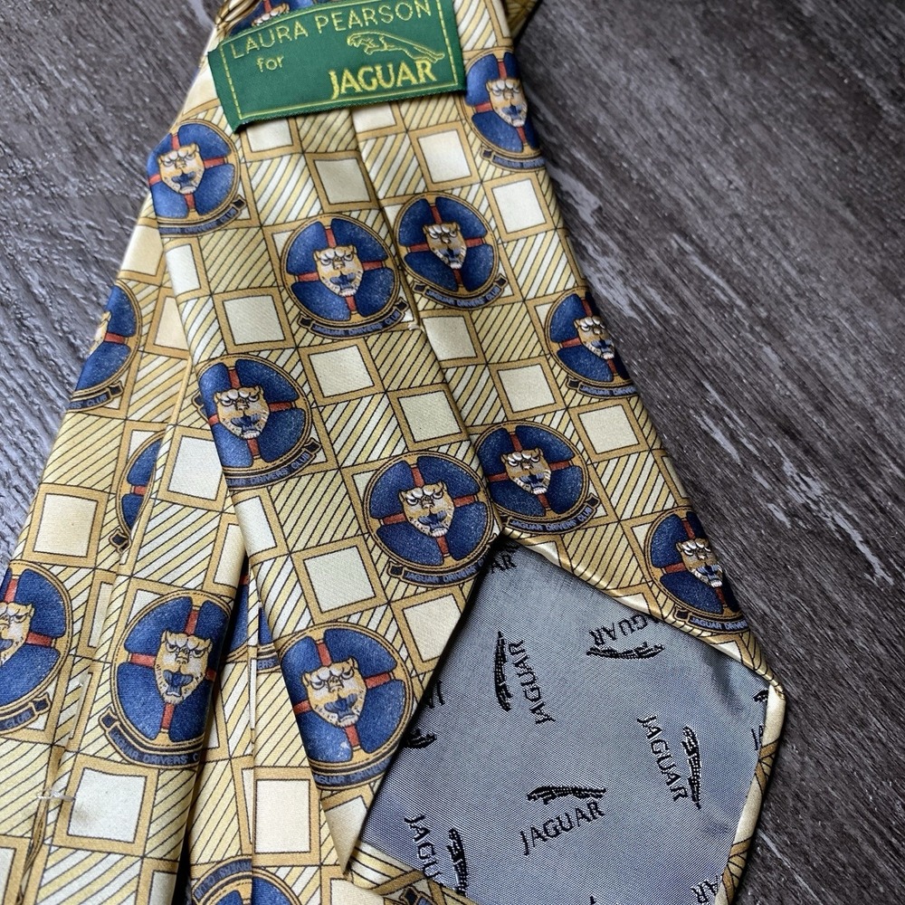 Vintage Laura Pearson for Jaguar Auto Car Collectible‎ Italy Navy Gold Neck Tie - Picture 3 of 5